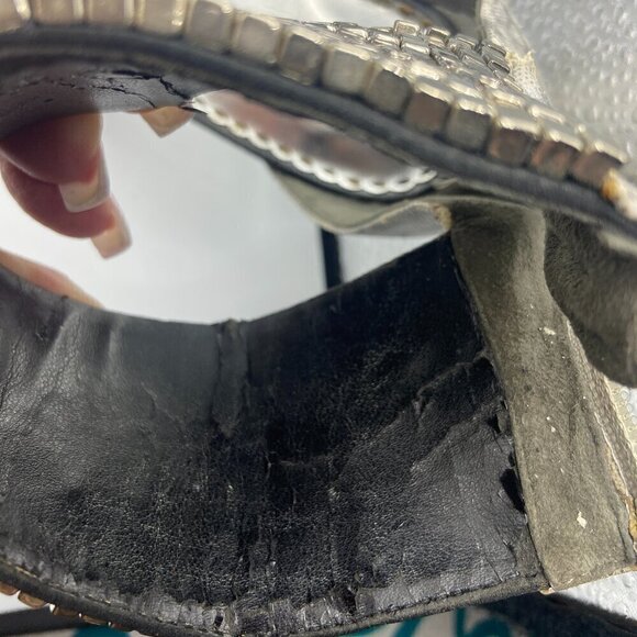 Bebe Black Silver Platform Heels Size 6 Used - Picture 6 of 6